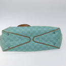 GUCCI GG Canvas Tote Bag Turquoise Blue 113017 Auth 115077-5