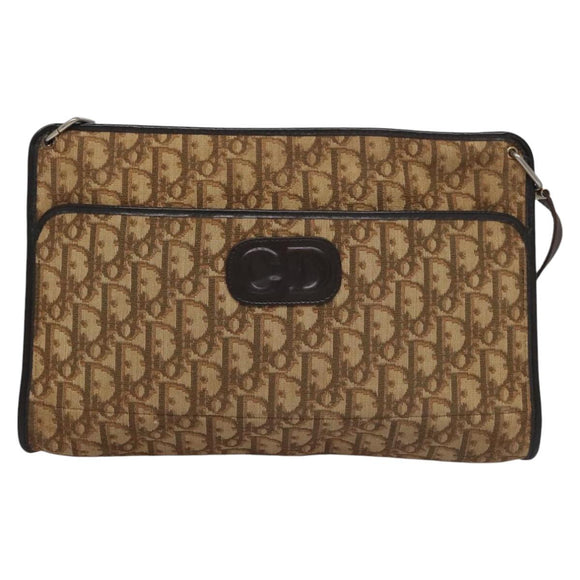 Christian Dior Trotter Canvas Shoulder Bag Brown Auth 115096