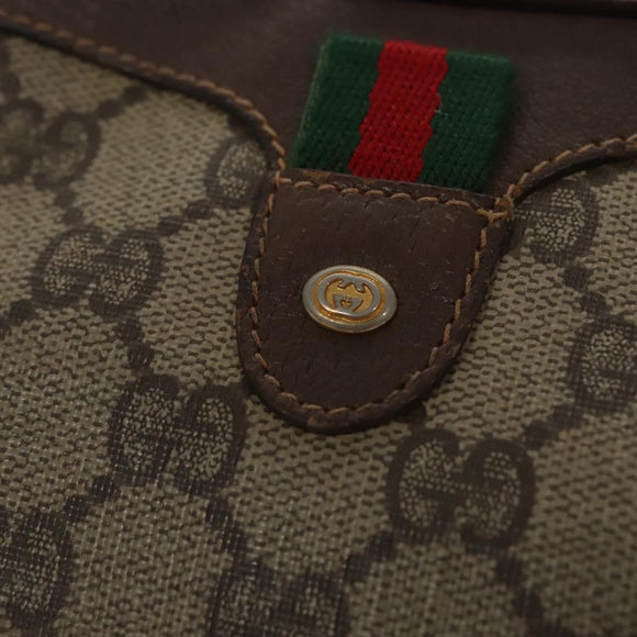 GUCCI GG Supreme Web Sherry Line Shoulder Bag PVC Red 156 02 066 Auth 115100