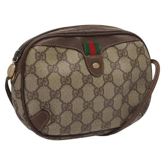 GUCCI GG Supreme Web Sherry Line Shoulder Bag PVC Red 156 02 066 Auth 115100