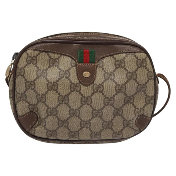 GUCCI GG Supreme Web Sherry Line Shoulder Bag PVC Red 156 02 066 Auth 115100