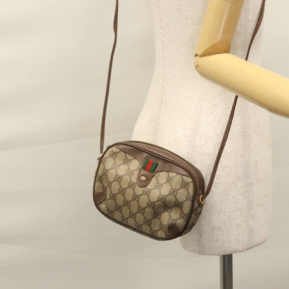 GUCCI GG Supreme Web Sherry Line Shoulder Bag PVC Red 156 02 066 Auth 115100