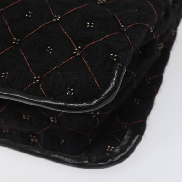 BOTTEGA VENETA Shoulder Bag Cotton Black Auth 115101