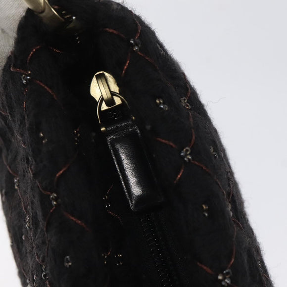 BOTTEGA VENETA Shoulder Bag Cotton Black Auth 115101