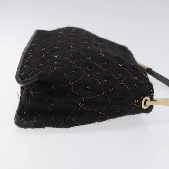 BOTTEGA VENETA Shoulder Bag Cotton Black Auth 115101