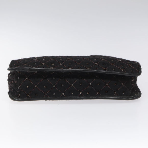 BOTTEGA VENETA Shoulder Bag Cotton Black Auth 115101