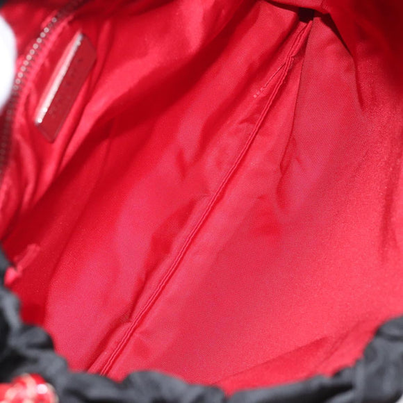 PRADA Hand Bag Nylon Black Silver Auth 115105