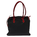 PRADA Hand Bag Nylon Black Silver Auth 115105-2
