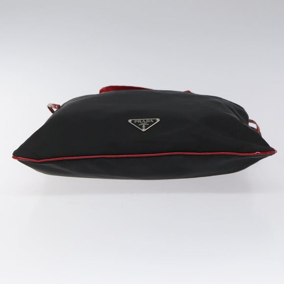 PRADA Hand Bag Nylon Black Silver Auth 115105