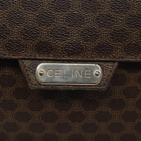 CELINE Macadam Canvas Shoulder Bag PVC Gold Brown Auth 115119