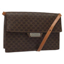CELINE Macadam Canvas Shoulder Bag PVC Gold Brown Auth 115119-1