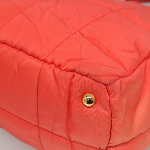 PRADA Hand Bag Nylon 2way Orange Gold Auth 115130