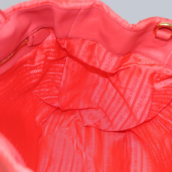 PRADA Hand Bag Nylon 2way Orange Gold Auth 115130