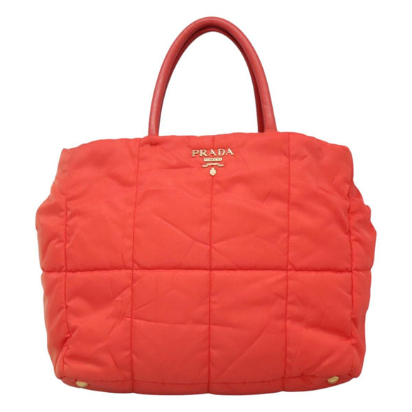 PRADA Hand Bag Nylon 2way Orange Gold Auth 115130