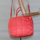 PRADA Hand Bag Nylon 2way Orange Gold Auth 115130-22