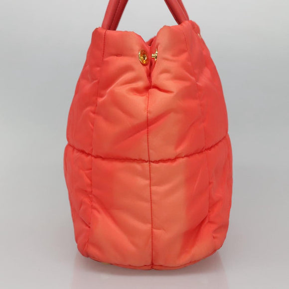 PRADA Hand Bag Nylon 2way Orange Gold Auth 115130