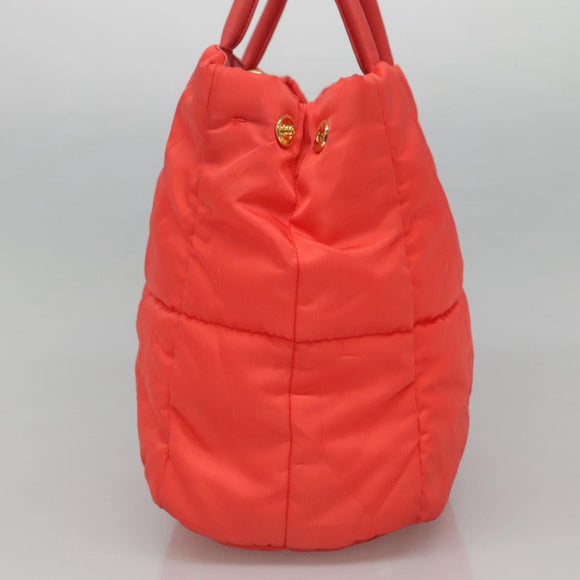 PRADA Hand Bag Nylon 2way Orange Gold Auth 115130
