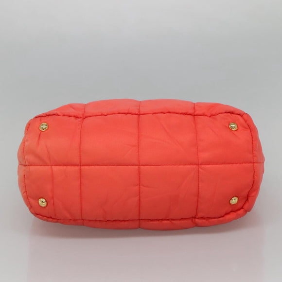 PRADA Hand Bag Nylon 2way Orange Gold Auth 115130
