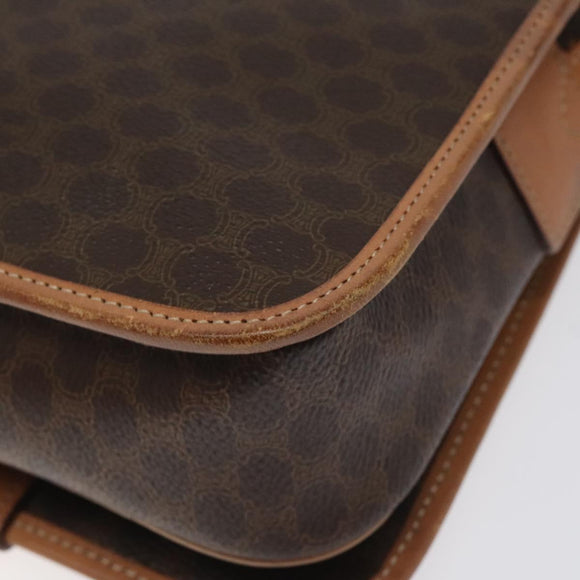 CELINE Macadam Canvas Shoulder Bag PVC Gold Brown Auth 115148