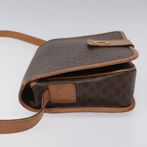 CELINE Macadam Canvas Shoulder Bag PVC Gold Brown Auth 115148