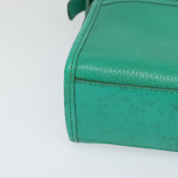 CELINE Shoulder Bag Leather Green Gold Auth 115151