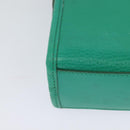 CELINE Shoulder Bag Leather Green Gold Auth 115151-15