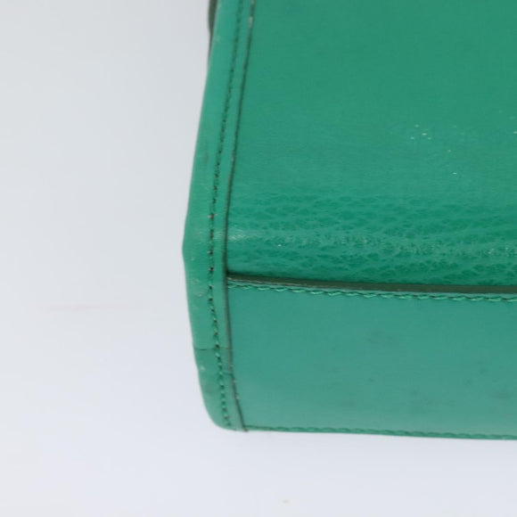 CELINE Shoulder Bag Leather Green Gold Auth 115151