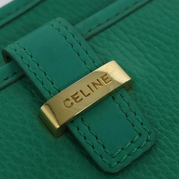 CELINE Shoulder Bag Leather Green Gold Auth 115151