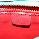 CELINE Shoulder Bag Leather Green Gold Auth 115151-18