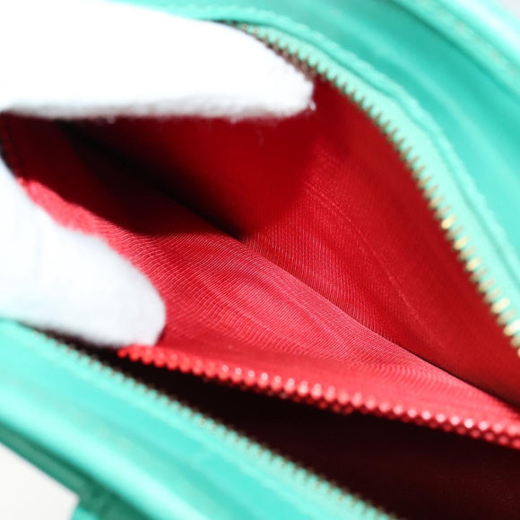 CELINE Shoulder Bag Leather Green Gold Auth 115151