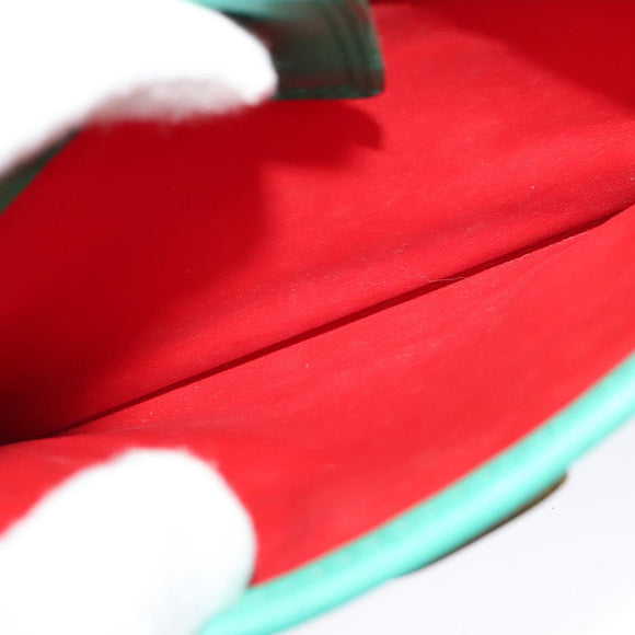 CELINE Shoulder Bag Leather Green Gold Auth 115151