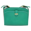CELINE Shoulder Bag Leather Green Gold Auth 115151-13