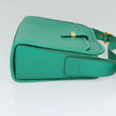 CELINE Shoulder Bag Leather Green Gold Auth 115151-4
