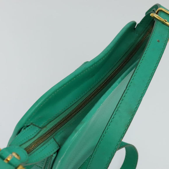 CELINE Shoulder Bag Leather Green Gold Auth 115151