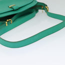 CELINE Shoulder Bag Leather Green Gold Auth 115151-7