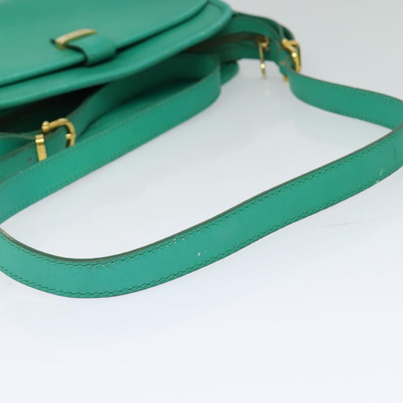 CELINE Shoulder Bag Leather Green Gold Auth 115151