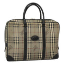 Burberrys Nova Check Business Bag PVC Leather Gray Auth 115156-1