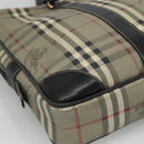 Burberrys Nova Check Business Bag PVC Leather Gray Auth 115156-14