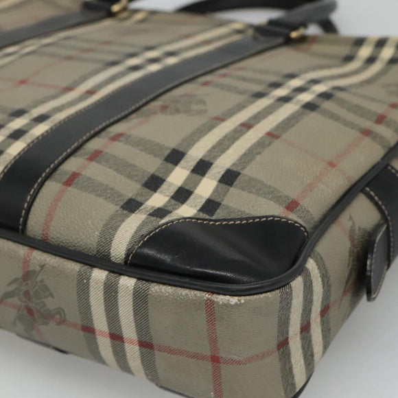 Burberrys Nova Check Business Bag PVC Leather Gray Auth 115156