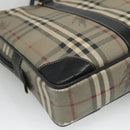 Burberrys Nova Check Business Bag PVC Leather Gray Auth 115156-16