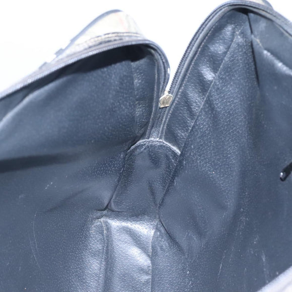 Burberrys Nova Check Business Bag PVC Leather Gray Auth 115156