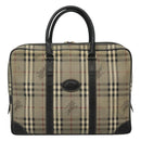 Burberrys Nova Check Business Bag PVC Leather Gray Auth 115156-13