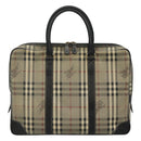 Burberrys Nova Check Business Bag PVC Leather Gray Auth 115156-2