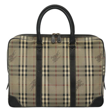 Burberrys Nova Check Business Bag PVC Leather Gray Auth 115156 - 0