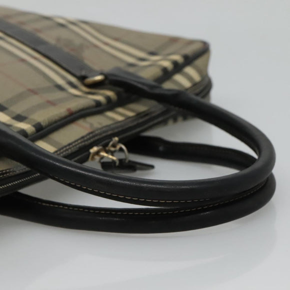 Burberrys Nova Check Business Bag PVC Leather Gray Auth 115156