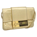 FENDI Shoulder Bag Leather Gold Auth 115157-1