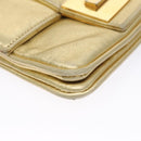 FENDI Shoulder Bag Leather Gold Auth 115157-9