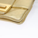 FENDI Shoulder Bag Leather Gold Auth 115157-14