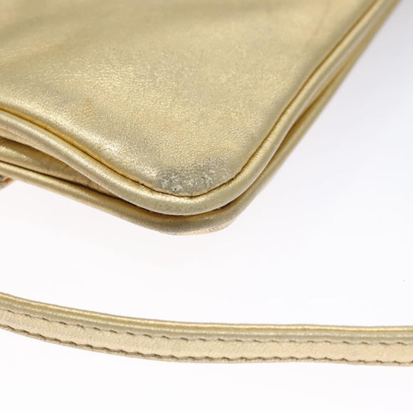 FENDI Shoulder Bag Leather Gold Auth 115157