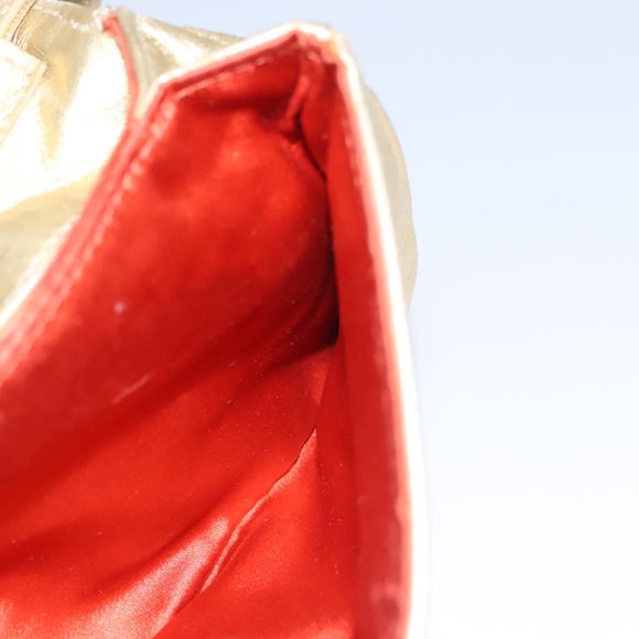 FENDI Shoulder Bag Leather Gold Auth 115157